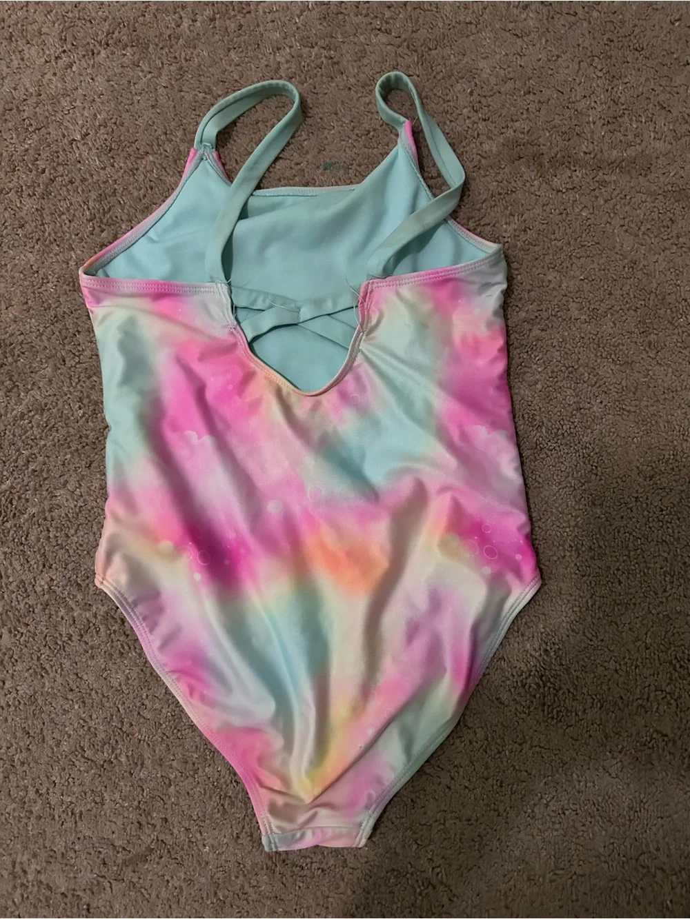 Wonder Nation Girls Rainbow Tie-Dye Swimsuit with Unicorn Graphic Size L (10-12)